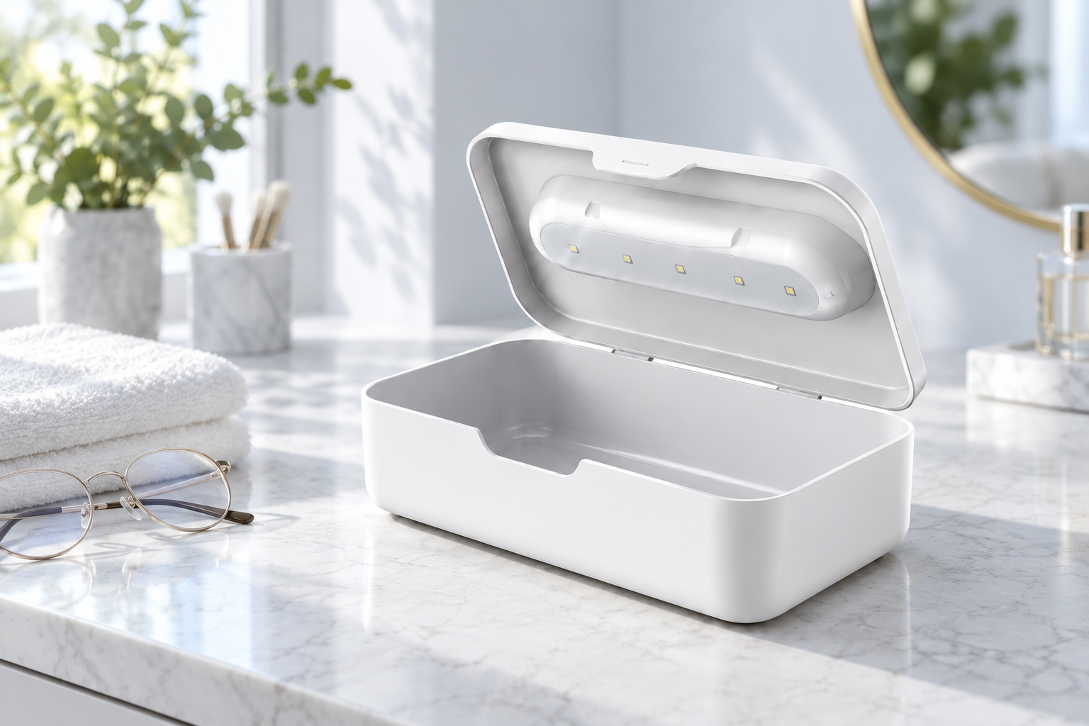 Tezeritech UV sanitizer box with open lid