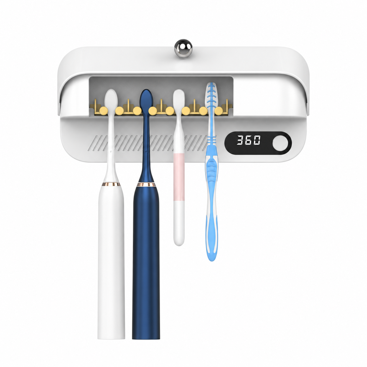 Tezeritech UV toothbrush sanitizer holder for toothbrushes and compatible manual razors
