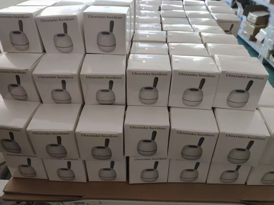 Packaged portable UV care products ready for storage
