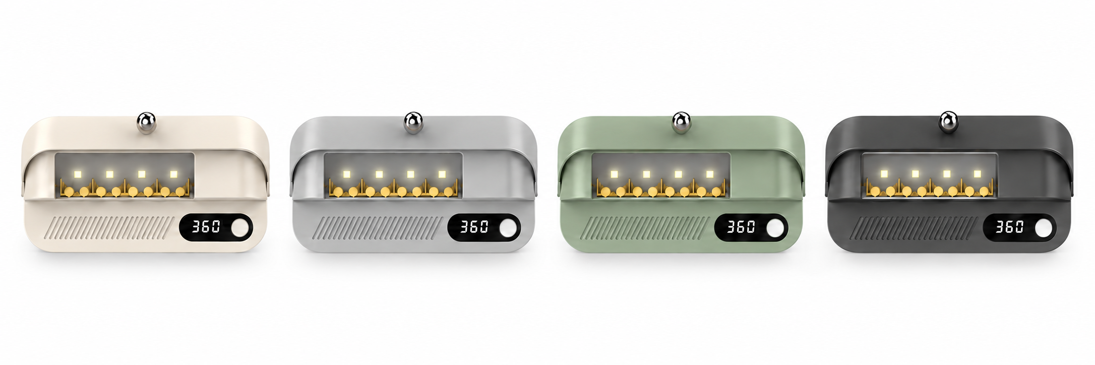 Toothbrush holder color concepts in ivory, mist grey, sage green and charcoal